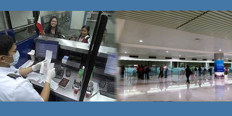 Immigration checks a passport Immigration checks a passport