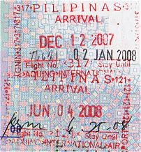 Two Philippines arrival stamps